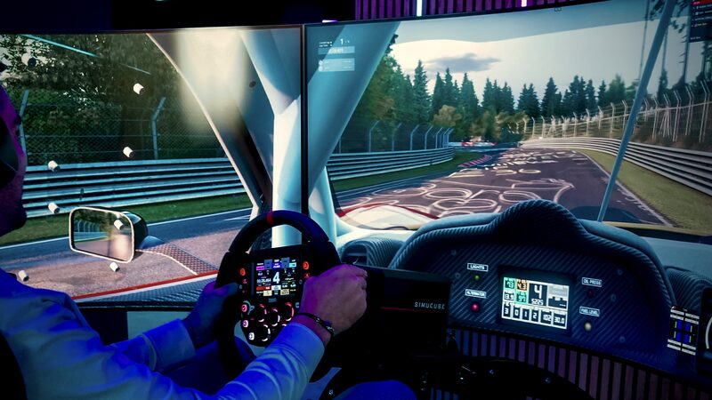 Photorealistic in-game view of the Nürburgring Nordschleife from the cockpit